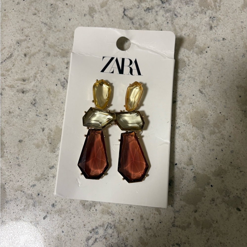 🌻SOLD🌻 Zara Gold and Brown Geometric Earrings